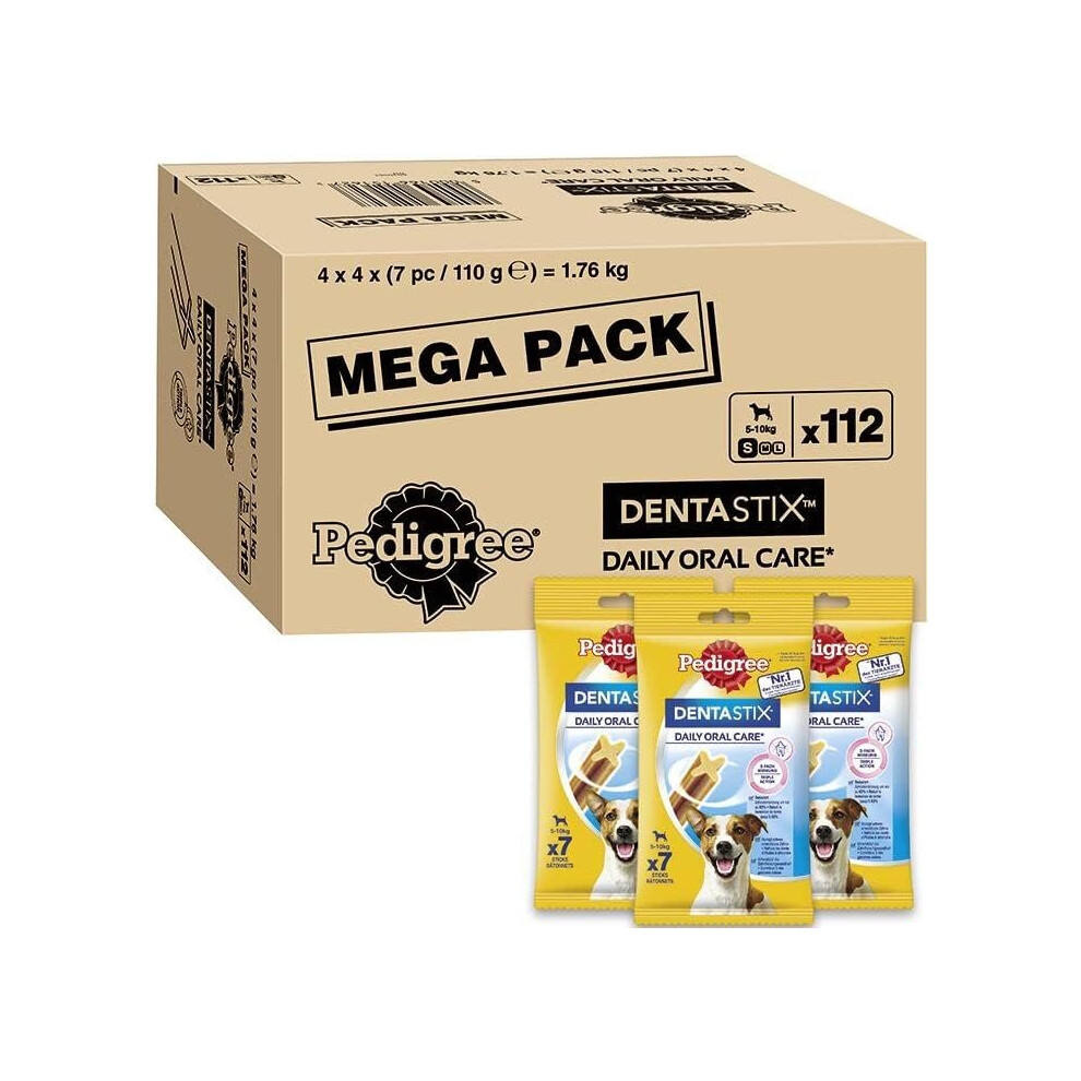 Pedigree DentaStix 112 Sticks Functional Snacks, Daily Dental Chews for Small Dogs (5 -10 kg), Megapack