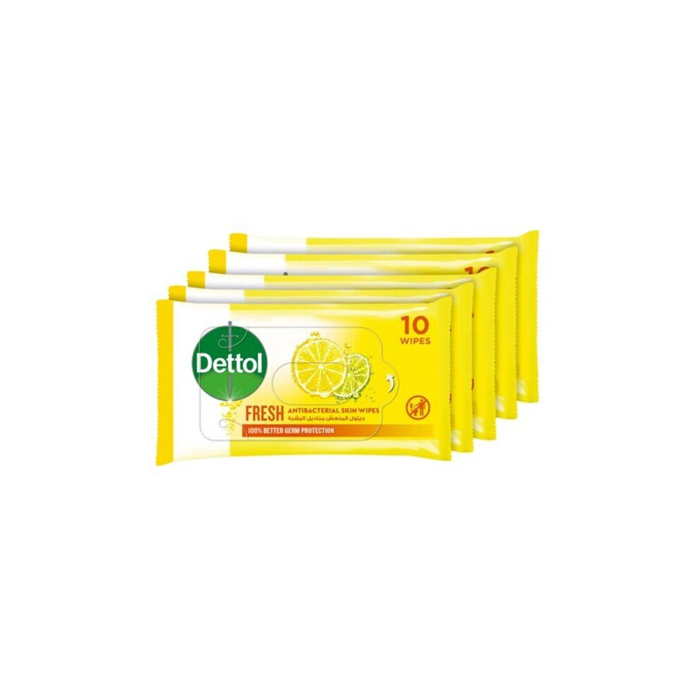 Dettol Anti Bacterial Fresh Skin 10 Wipes Pack of 5