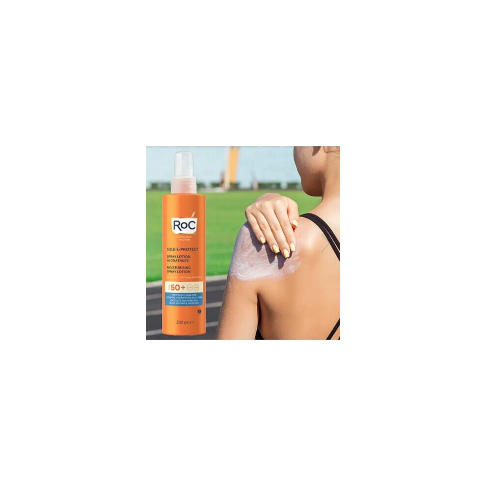 RoC - Soleil-Protect Moisturising Spray Lotion SPF 50 - Non-Greasy Sunscreen - High UVA/B Protection - Water Resistant - 200 ml