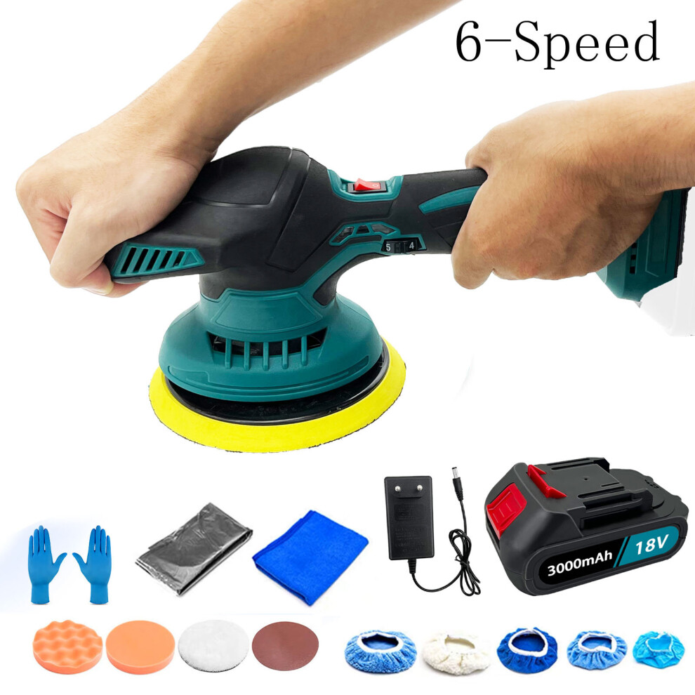 21V 6'' Cordless Car Polisher Buffer Sander Claener Polishing Machine+ Battery+Charger-Makita Compatible