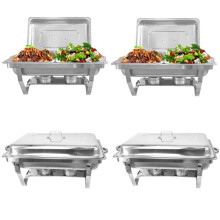 4 pack Chafing Dish Buffet Set Chafers 8QT with 2 Pans for parties