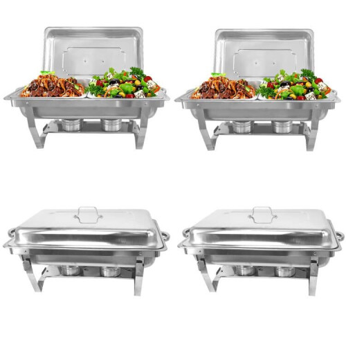 4 pack Chafing Dish Buffet Set Chafers 8QT with 2 Pans for parties