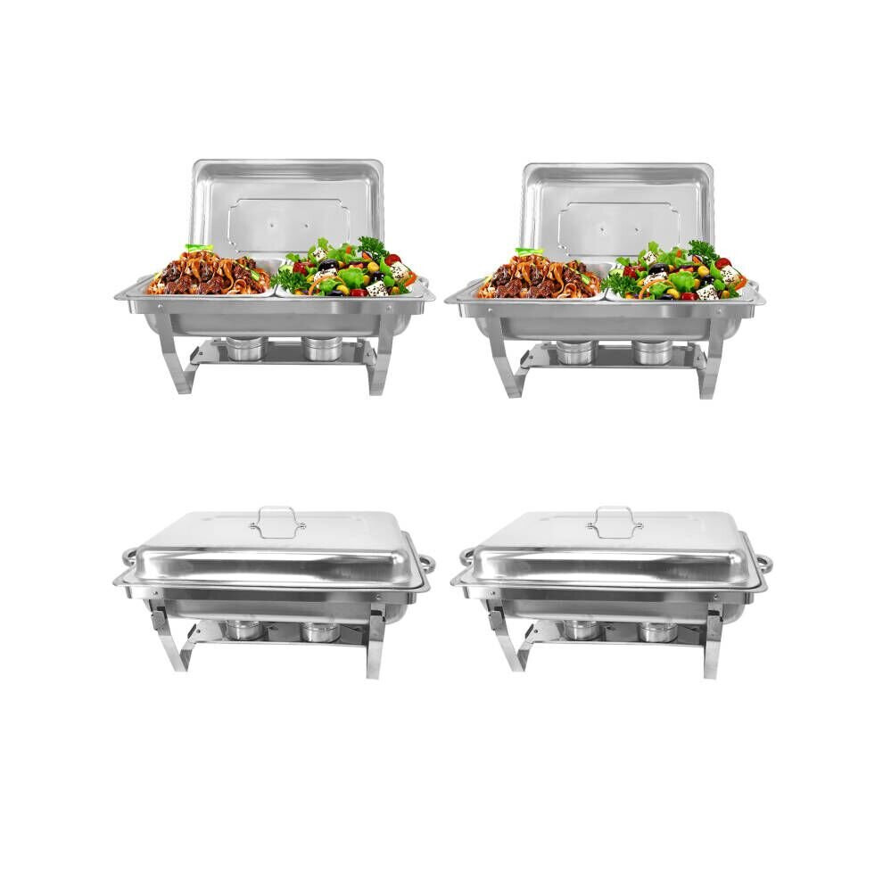 Jacgood 4 Pack Chafing Dish Buffet Set Chafers 8Qt With 2 Pans For Parties Silver