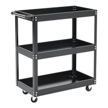 3 Tier Roller Tool Storage Heavy Duty Workshop Garage Trolley Cart Shelf Black