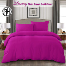 (Double (200x200 cm)) Reversible Plain Duvet Cover Purple Bedding Sets