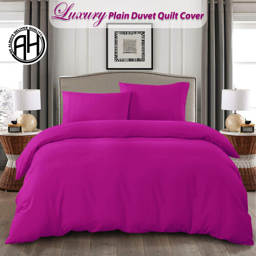 (Double (200x200 cm)) Reversible Plain Duvet Cover Purple Bedding Sets