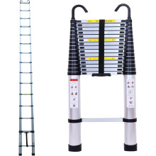 (6.2M Silver) 6.2m Telescopic Folding Extension Ladder Multi Purpose Steps 20.3ft with Detachable Hooks Max Load 150kg