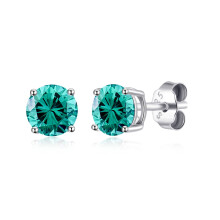 Sterling Silver December (Blue Topaz) Birthstone Earrings Created with Zircondia Crystals