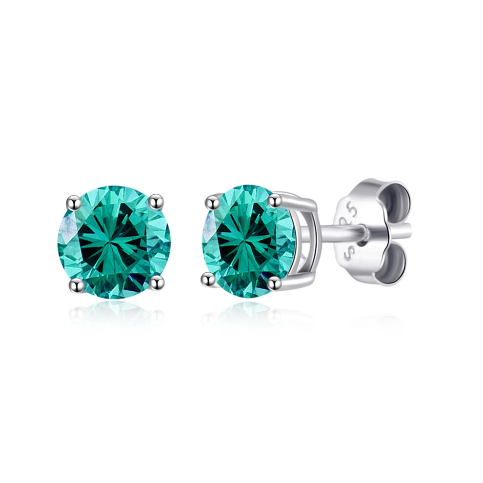 Philip Jones Jewellery Sterling Silver December (Blue Topaz) Birthstone Earrings Created With Zircondia Crystals Blue,Silver