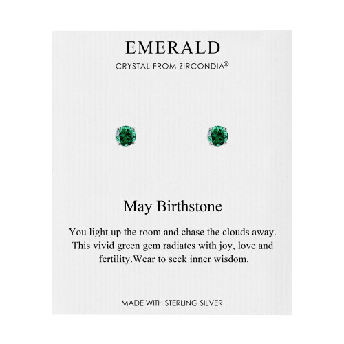 Philip Jones Jewellery Sterling Silver May (Emerald) Birthstone Earrings Created with Zircondia Crystals 2