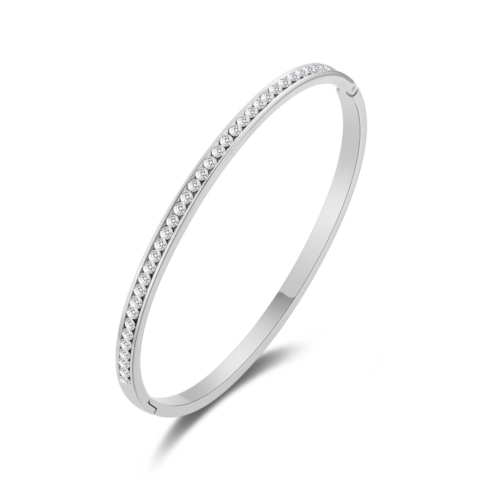 New Philip Jones Jewellery Women's Channel Set Bangle Created With Zircondia Crystals