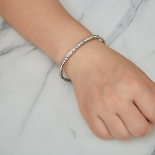 Philip Jones Jewellery Channel Set Bangle Created with Zircondia Crystals 2