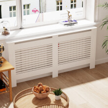 (XL(172 x 19x100cm), Horizontal) 100cm Tall Radiator Cover Modern Cabinet MDF Slats Wood Grill