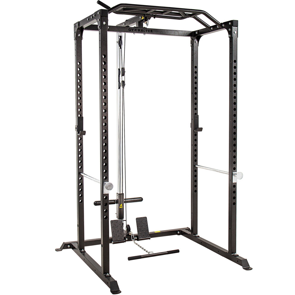 GYM MASTER GM1 Power Rack Squat Cage with Dual Cable Pulley System Home Gym Weight Lifting Training