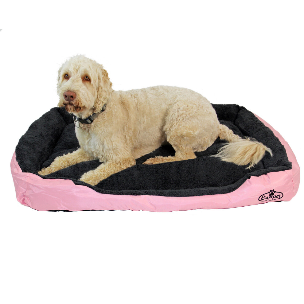 (Large) Easipet Faux Fur Pet Bed Pink/Grey