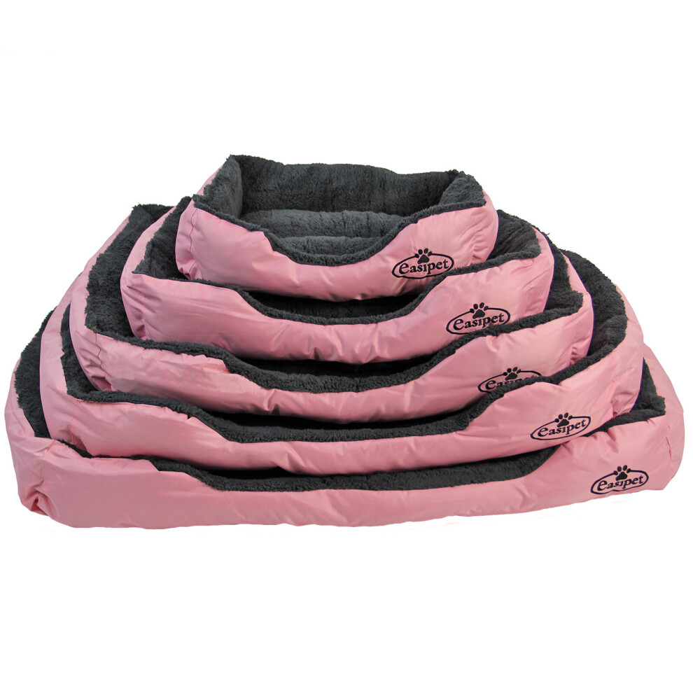 (XXLarge) Easipet Faux Fur Pet Bed Pink/Grey