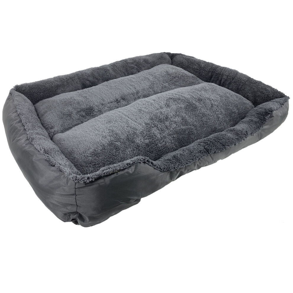 (XLarge) Easipet Faux Fur Pet Bed Black/Grey