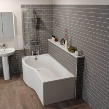 1700mm P Shaped LH Shower Bath Glass Screen Front End Panel Acrylic Bathroom
