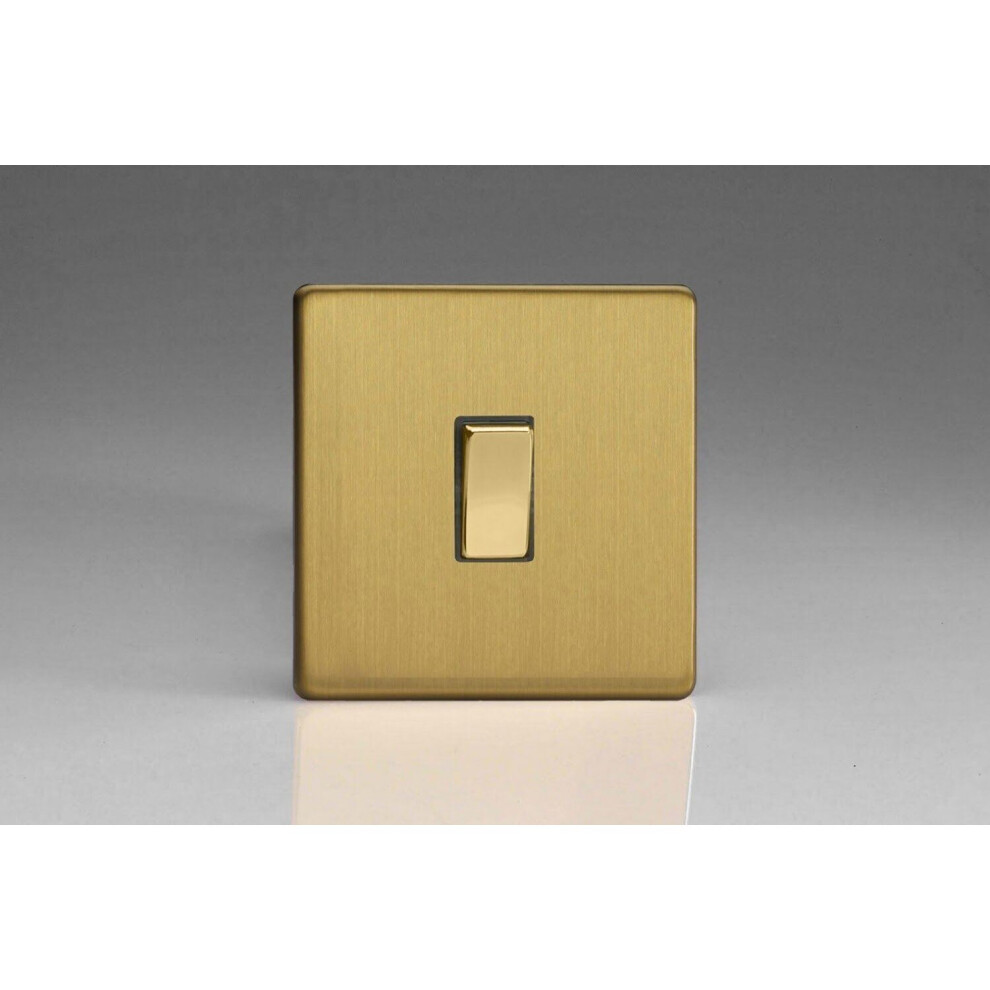 Varilight 1 Gang 20A Double Pole Rocker Light Switch - Brushed Brass 5021575761887