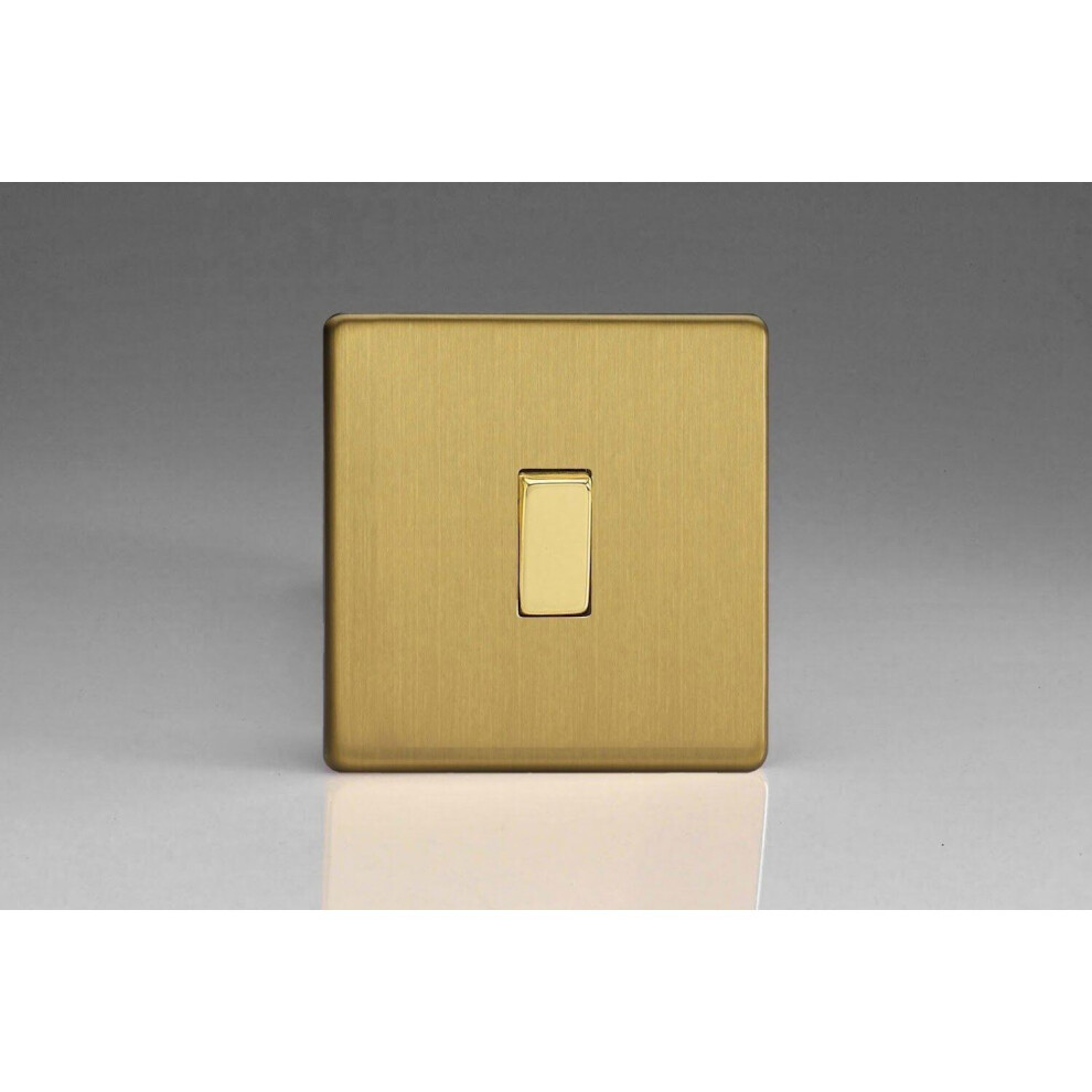 Varilight 1 Gang Intermediate Rocker Light Switch - Brushed Brass 5021575761139
