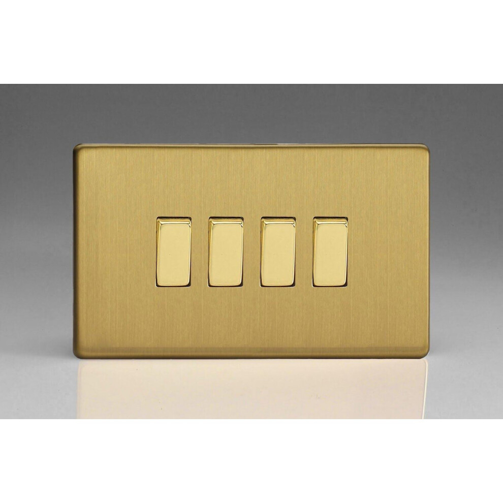 Varilight 4 Gang Rocker Light Switch - Brushed Brass 5021575761313