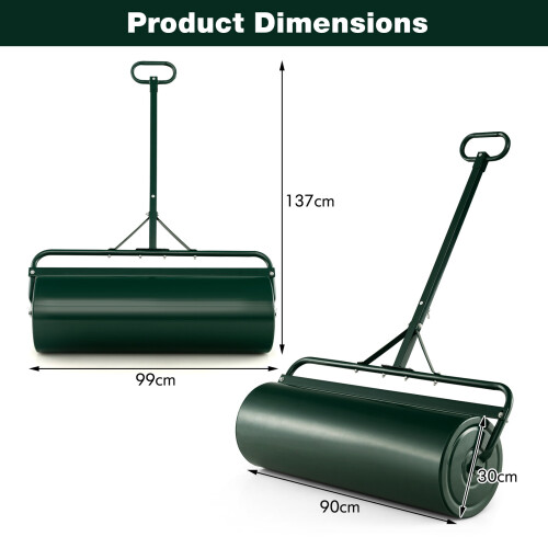 Costway Metal Lawn Roller Push/Tow-Behind Lawn Roller 63L Sod Roller 1