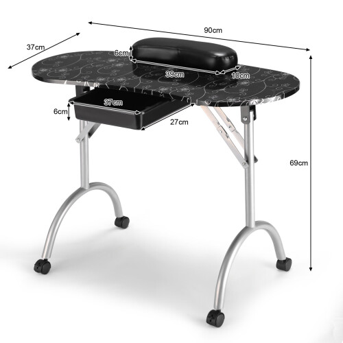 Costway Portable Nail Table Station Manicure Tech Desk Nails Art Table Set 2