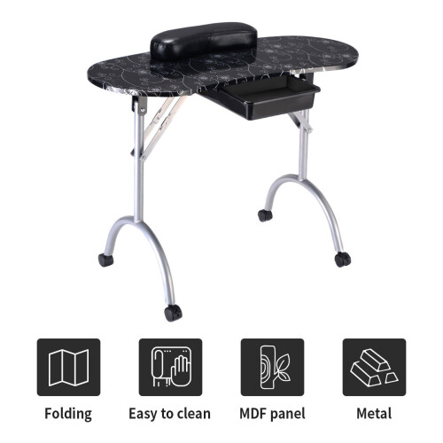 Costway Portable Nail Table Station Manicure Tech Desk Nails Art Table Set 1