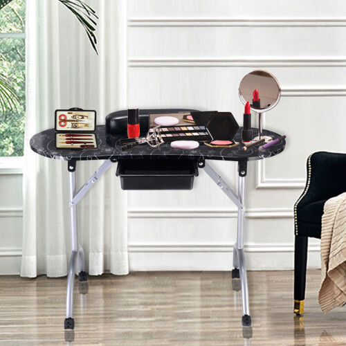 Costway Portable Nail Table Station Manicure Tech Desk Nails Art Table Set