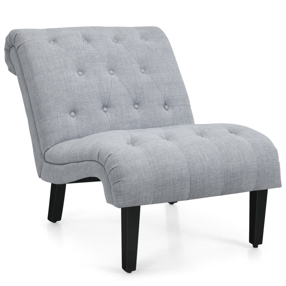 Armless Accent Chair Modern Leisure Chair w/ Solid Wood Legs