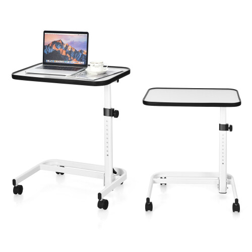 Costway Rolling Overbed Table Portable Bedside Table Laptop Desk Tilt Top
