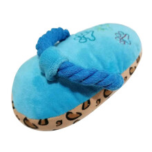 (blue) Plush Sound Slippers Dog Teething Cleaning Interactive Toys