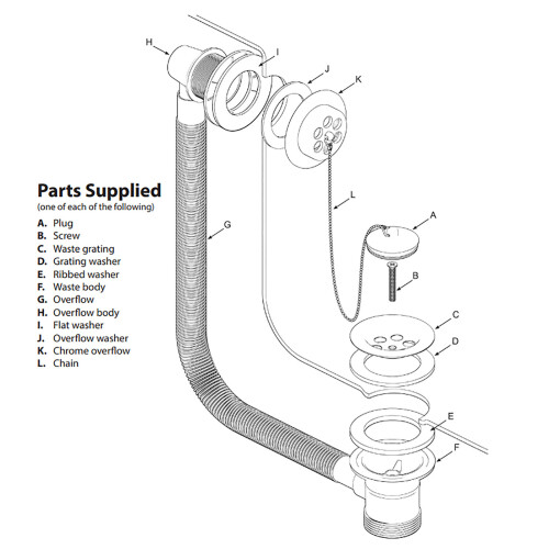 SPARES2GO Bath Combination Waste Overflow Plug & Chain 40mm 1.5" (Silver) 2