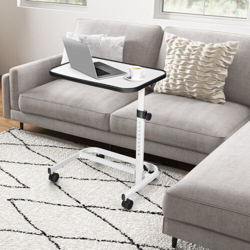 Costway Rolling Overbed Table Portable Bedside Table Laptop Desk Tilt Top 2