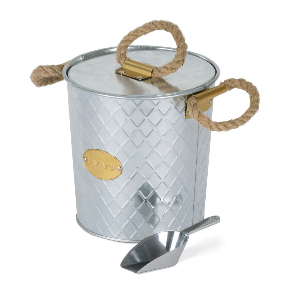 Metal Ice Bucket with Rope Handle