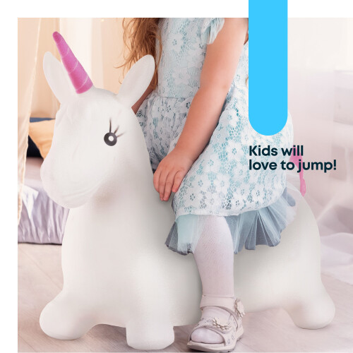 FiNEWAY Kids Unicorn Space Hopper - Inflatable Ride-On Toy 2