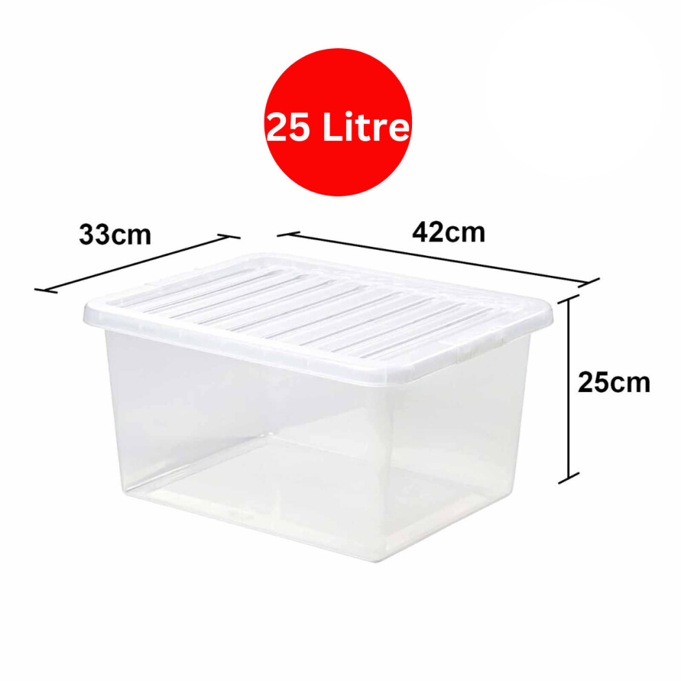 25L Plastic Stackable Storage Box With Lid Clear Container Home Work
