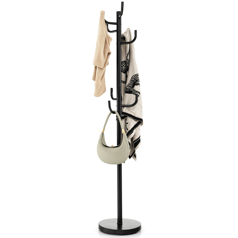 Free-Standing Coat Rack Metal Frame Coat Hanger Entryway Coat Stand