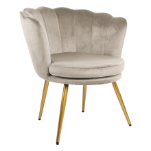 Genesis Flora Accent Chair with Petal Back Scallop Armchair in Velvet - Taupe