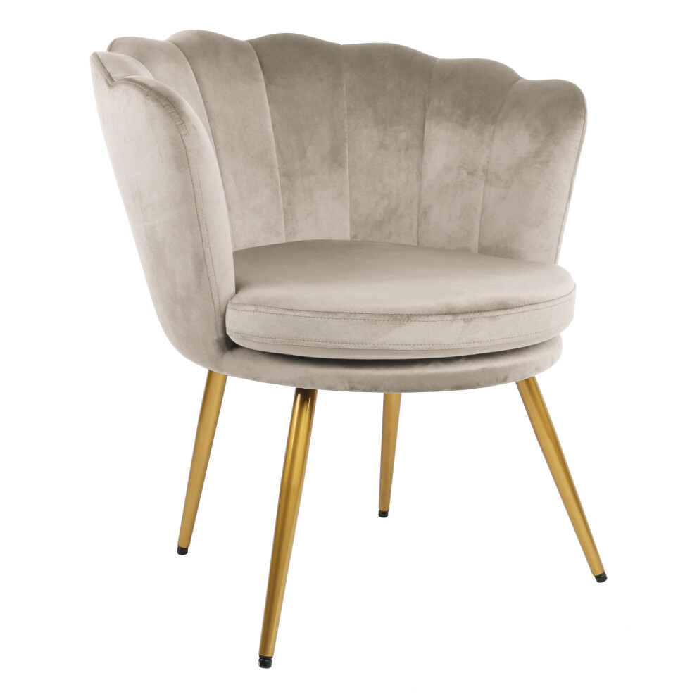 Genesis Flora Accent Chair with Petal Back Scallop Armchair in Velvet - Taupe