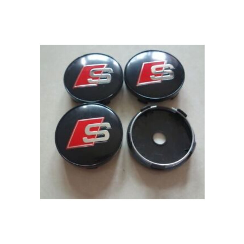 4pcs 60 mm S LINE Black Wheel Center Caps Rim Caps Hub Caps for Audi