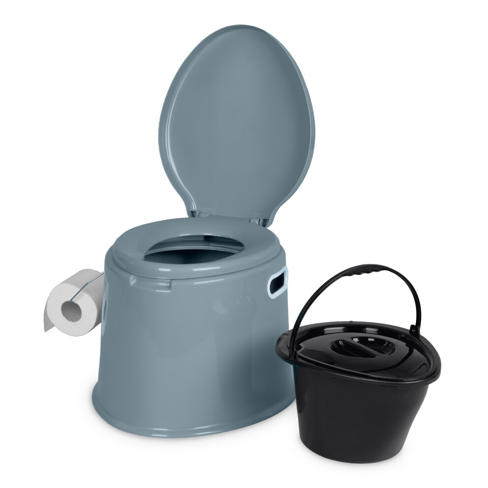 5L Camping Toilet with Seat, Lid, Handles, and Roll Holder