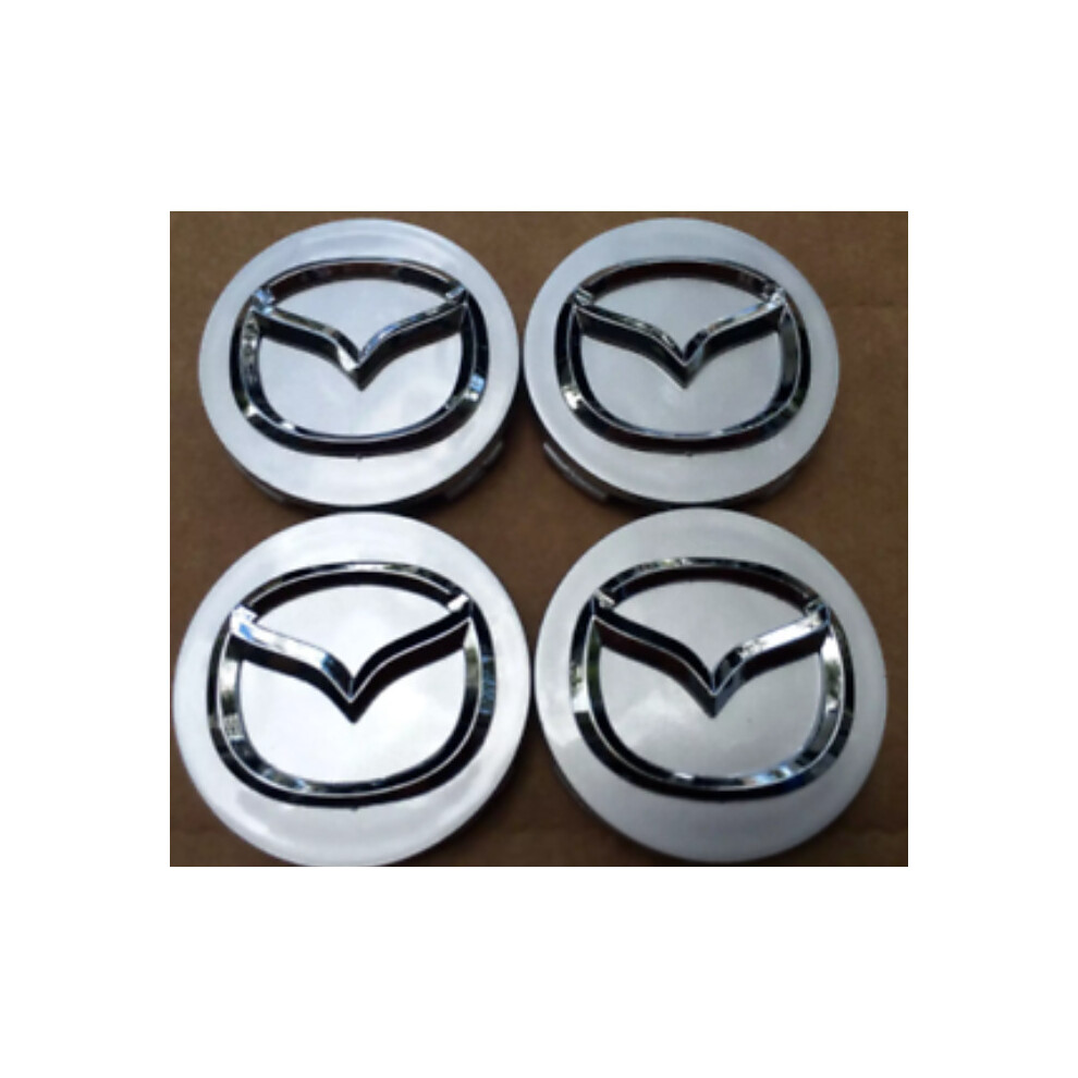 4X 56Mm Wheel Center Caps Logo Emblem Caps Rim For Mazda Silver 5601103443449