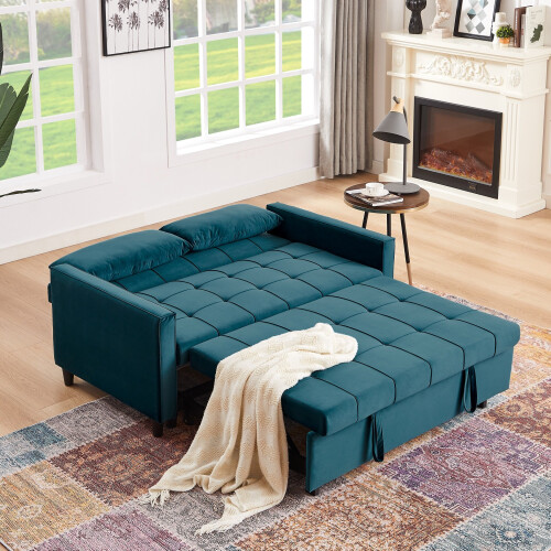 (Green) 2 Seater Sofa Bed 3-in-1 Pull out Recliner Sleeper 2
