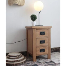 (Oak) 3 Drawer Large Bedside Wide Cabinet Night Stand