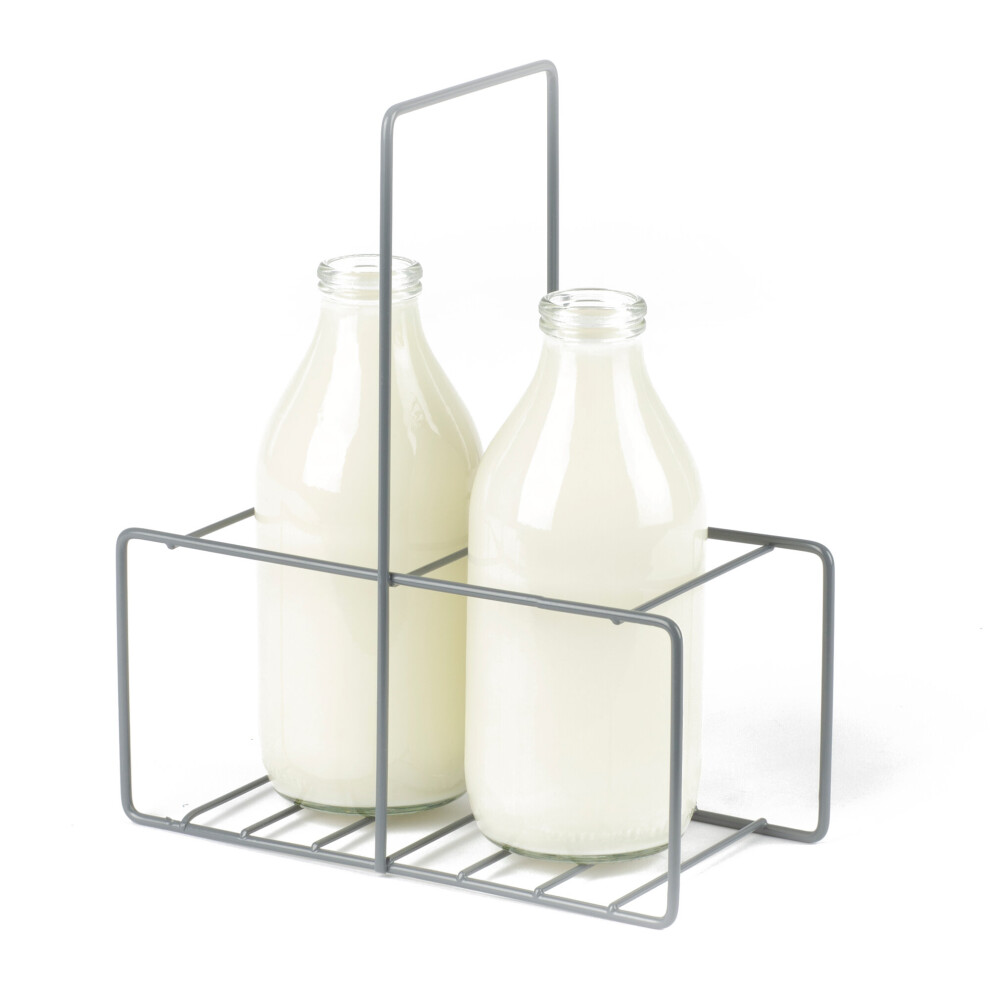 Milk Crate Bottle Holder Caddy for Milk, Juice, Wine or Beer Bottle - 6 Bottle Holder