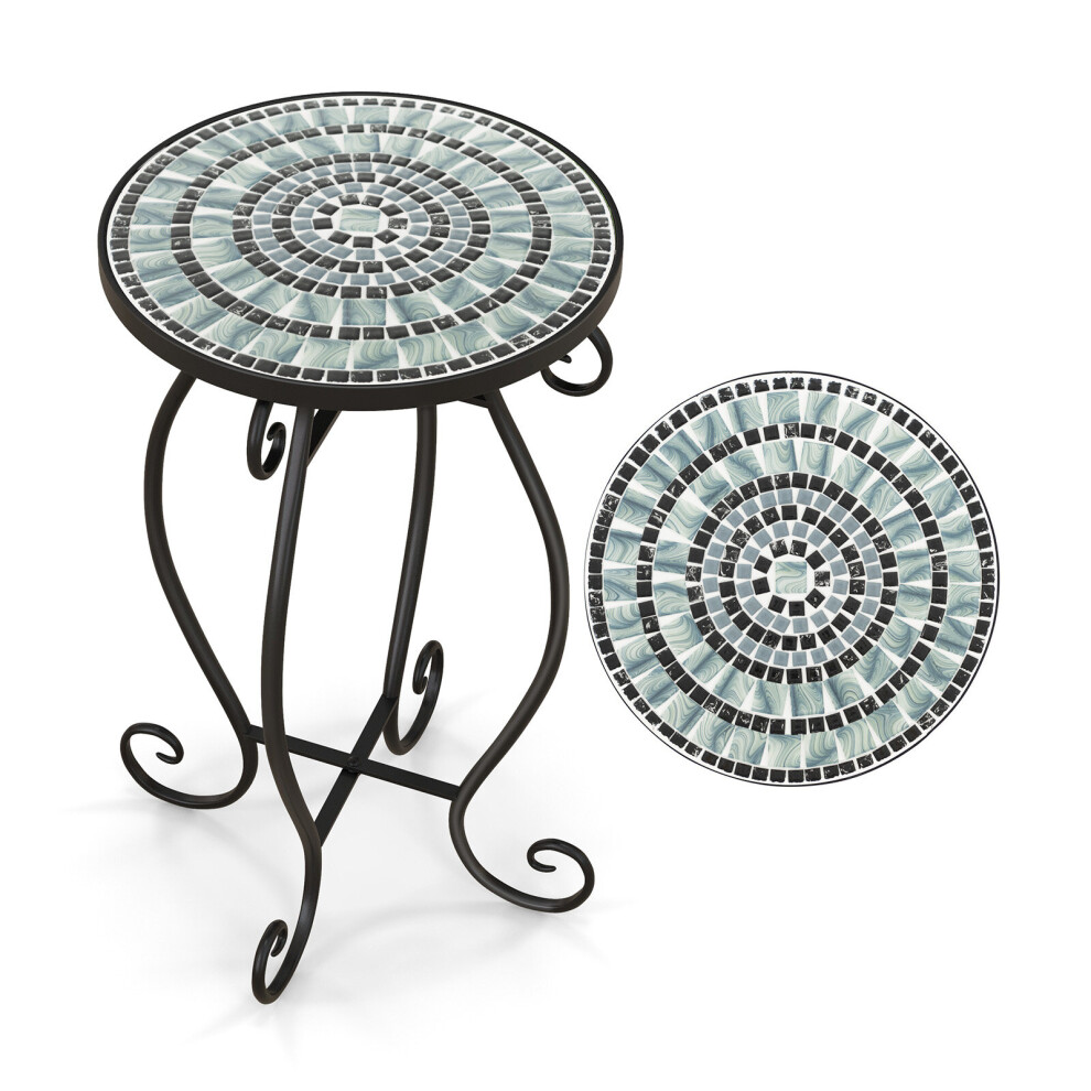 Mosaic Outdoor Side Table Round End Table Weather Resistant