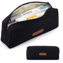 Small Pencil Case Student Pencil Pouch Coin Pouch Cosmetic Bag Office Stationery Organizer for Teen School - Black
