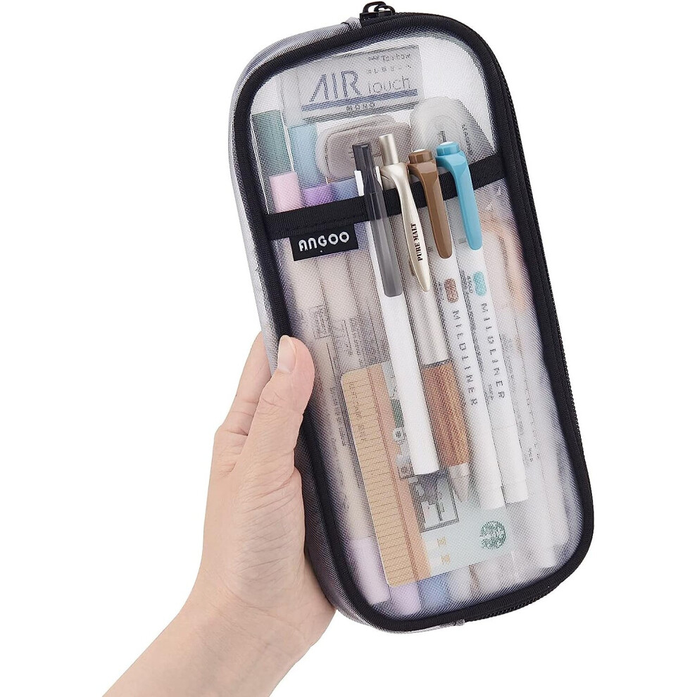 Tianfu Mesh Pencil Bag With Zipper Clear Makeup Makeup Bag Multipurpose Travel School Teenagers Clear Stationery Bag Office Organizer Adluts