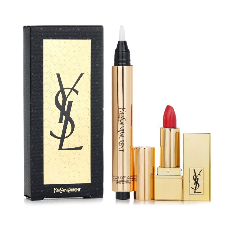 Yves Saint Laurent-Touche Eclat Set: 1xTouch Eclat Radiant Touch #N2 + 1x Mini Rouge Pur Couture #N1 LE-2pcs